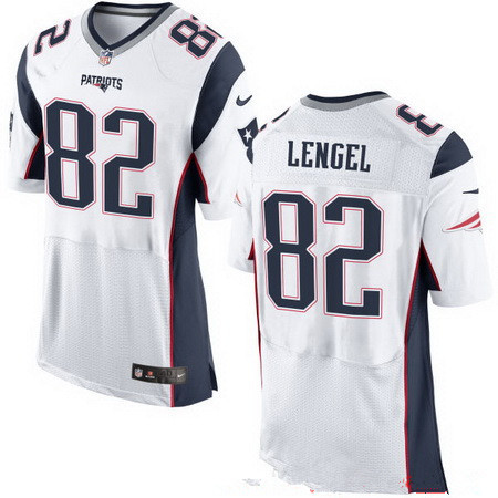 [FULLY STITCHED] #82 New England Patriots Matt Lengel White Road Limited Football Jersey 