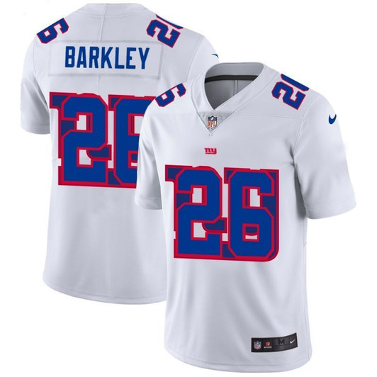 [FULLY STITCHED] #26 New York Giants Saquon Barkley 2020 White Limited Football Jersey 