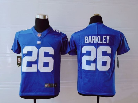 [FULLY STITCHED] #26 New York Giants Saquon Barkley 2020 Cobalt Limited Football Jersey 
