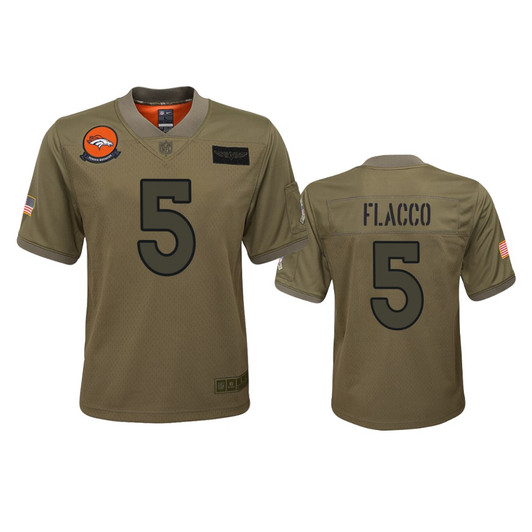 [FULLY STITCHED] Denver Broncos Joe Flacco Camo 2019 Salute To Service Limited Football Jersey 