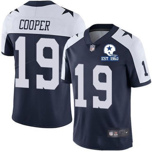 [FULLY STITCHED] #19 Dallas Cowboys Amari Cooper 2020 Navy Limited Football Jersey 