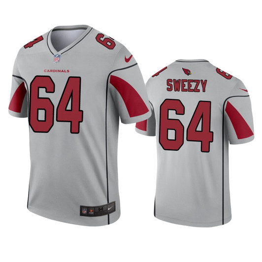 [FULLY STITCHED] Arizona Cardinals Jr Sweezy Silver Inverted Limited Football Jersey 