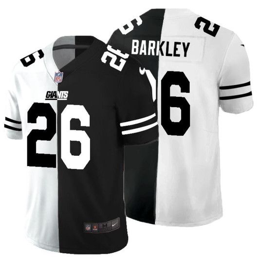 [FULLY STITCHED] #26 New York Giants Saquon Barkley 2020 Black And White Limited Football Jersey 