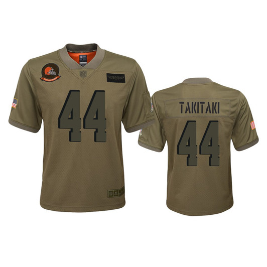[FULLY STITCHED] Cleveland Browns Sione Takitaki Camo 2019 Salute To Service Limited Football Jersey 