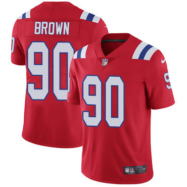 [FULLY STITCHED] #90 New England Patriots Malcom Brown Red Alternate Style 2 Limited Football Jersey 