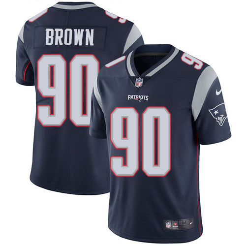 [FULLY STITCHED] #90 New England Patriots Malcom Brown Navy Blue Style 3 Limited Football Jersey 