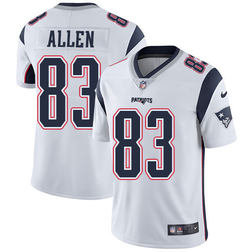 [FULLY STITCHED] #83 New England Patriots Dwayne Allen White Style 2 Limited Football Jersey 