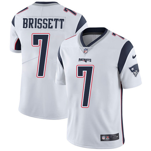 [FULLY STITCHED] #7 New England Patriots Jacoby Brissett White Limited Football Jersey 