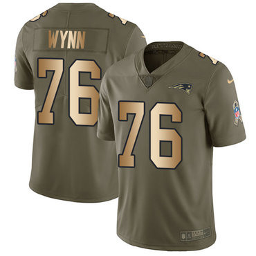 [FULLY STITCHED] #76 New England Patriots Isaiah Wynn Olive Gold 2017 Salute To Service Limited Football Jersey 