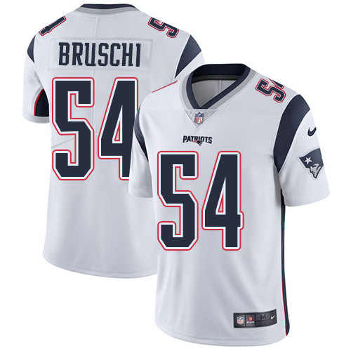 [FULLY STITCHED] #54 New England Patriots Tedy Bruschi White Limited Football Jersey 