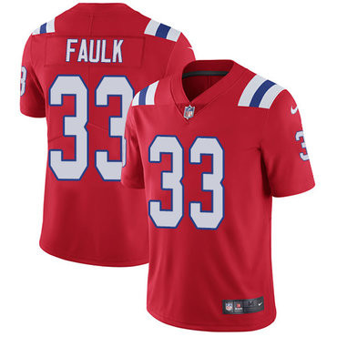 [FULLY STITCHED] #33 New England Patriots Kevin Faulk Red Alternate Style 2 Limited Football Jersey 