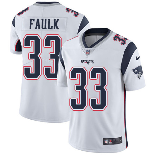 [FULLY STITCHED] #33 New England Patriots Kevin Faulk White Style 2 Limited Football Jersey 