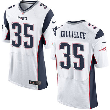 [FULLY STITCHED] #35 New England Patriots Mike Gillislee White Alternate Limited Football Jersey 