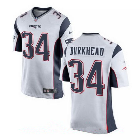 [FULLY STITCHED] #34 New England Patriots Rex Burkhead White Road Limited Football Jersey 