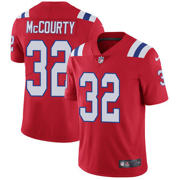[FULLY STITCHED] #32 New England Patriots Devin Mccourty Red Alternate Style 2 Limited Football Jersey 