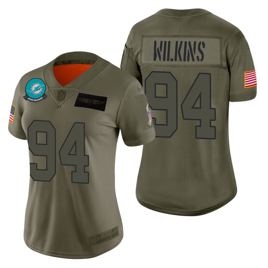 [FULLY STITCHED] Miami Dolphins Christian Wilkins Camo 2019 Salute To Service Limited Football Jersey 