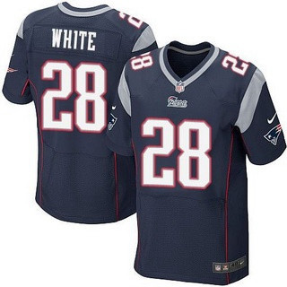[FULLY STITCHED] #28 New England Patriots James White Navy Blue Style 3 Limited Football Jersey 