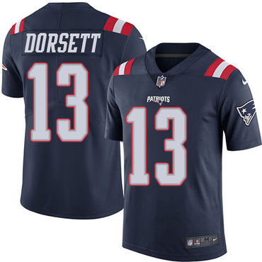 [FULLY STITCHED] #13 New England Patriots Phillip Dorsett Navy Blue Rush Limited Football Jersey 