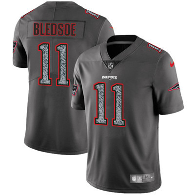 [FULLY STITCHED] #11 New England Patriots Drew Bledsoe Gray Static Limited Football Jersey 