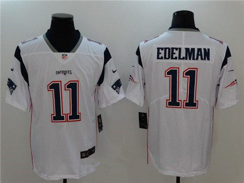 [FULLY STITCHED] #11 New England Patriots Julian Edelman White 2017 Limited Football Jersey 