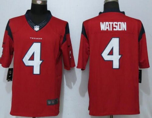 [FULLY STITCHED] #4 Houston Texans 2017 Draft Deshaun Watson Red Style 2 Limited Football Jersey 