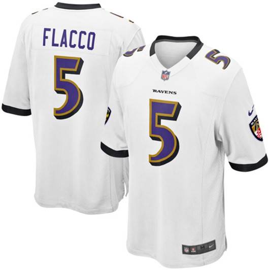 [FULLY STITCHED] Baltimore Ravens Joe Flacco White Limited Football Jersey 