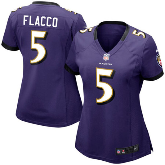 [FULLY STITCHED] Baltimore Ravens Joe Flacco Purple Style 5 Limited Football Jersey 