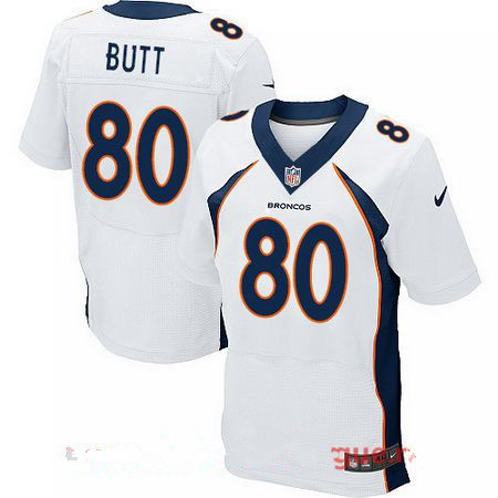 [FULLY STITCHED] #80 Denver Broncos 2017 Draft Jake Butt White Road Limited Football Jersey 