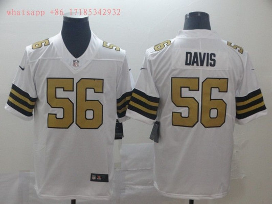 [FULLY STITCHED] #56 New Orleans Saints Demario Davis 2020 White Limited Football Jersey 