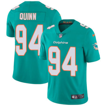 [FULLY STITCHED] #94 Miami Dolphins Robert Quinn Aqua Green Limited Football Jersey 