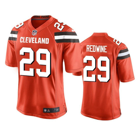 [FULLY STITCHED] Cleveland Browns Sheldrick Redwine 2019 Draft Orange Limited Football Jersey 
