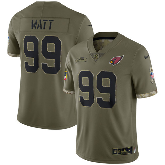 [FULLY STITCHED] Arizona Cardinals Jj Watt 2022 Salute To Service Olive Limited Football Jersey 