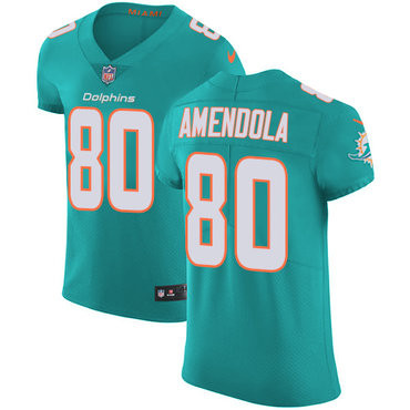 [FULLY STITCHED] #80 Miami Dolphins Danny Amendola Aqua Green Style 2 Limited Football Jersey 