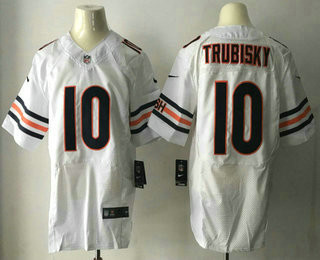 [FULLY STITCHED] #10 Chicago Bears 2017 Draft Mitchell Trubisky White Road Limited Football Jersey 