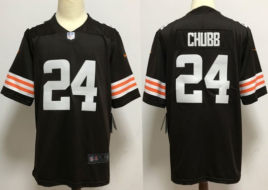 [FULLY STITCHED] #24 Cleveland Browns Nick Chubb 2020 Dark Brown Limited Football Jersey 