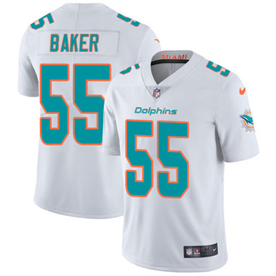 [FULLY STITCHED] #55 Miami Dolphins Jerome Baker White Limited Football Jersey 