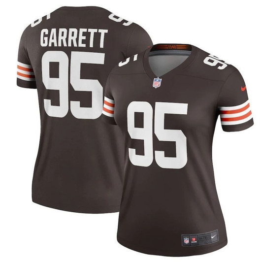 [FULLY STITCHED] #95 Cleveland Browns Myles Garrett 2020 Dark Brown Limited Football Jersey 