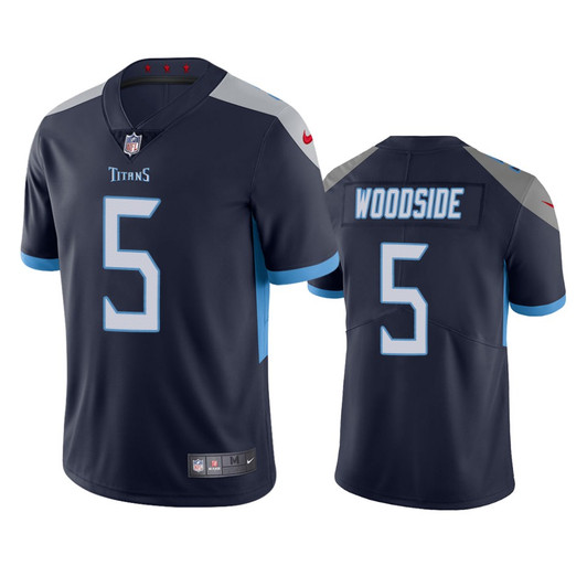 [FULLY STITCHED] Tennessee Titans Logan Woodside Navy Style 2 Limited Football Jersey 