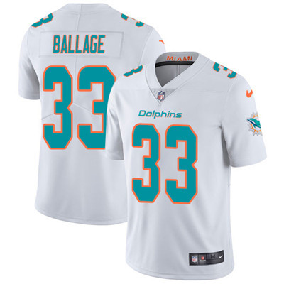 [FULLY STITCHED] #33 Miami Dolphins Kalen Ballage White Limited Football Jersey 