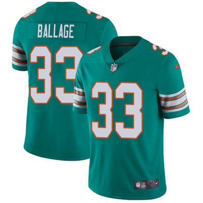 [FULLY STITCHED] #33 Miami Dolphins Kalen Ballage Aqua Green Alternate Limited Football Jersey 