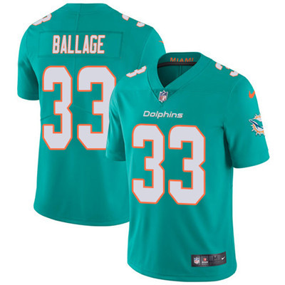 [FULLY STITCHED] #33 Miami Dolphins Kalen Ballage Aqua Green Limited Football Jersey 
