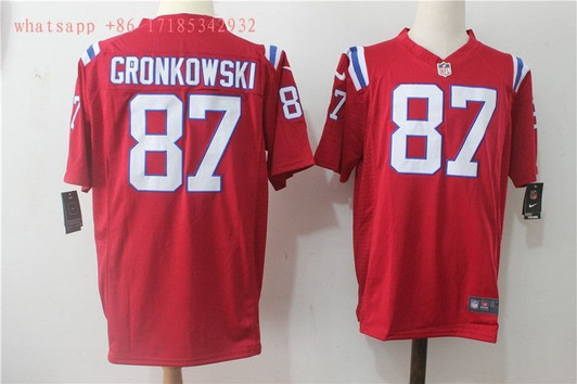 [FULLY STITCHED] #87 New England Patriots Rob Gronkowski 2020 Red Style 2 Limited Football Jersey 