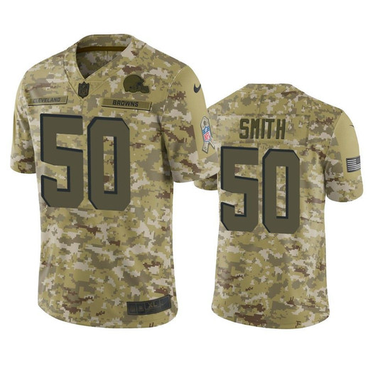 [FULLY STITCHED] Cleveland Browns Chris Smith Camo Salute To Service Limited Football Jersey 