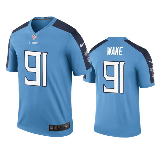 [FULLY STITCHED] #91 Tennessee Titans Cameron Wake Light Blue Color Rush Limited Football Jersey 