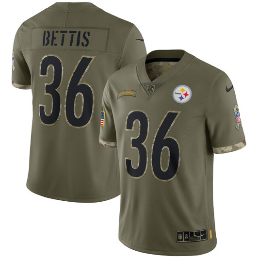 [FULLY STITCHED] Pittsburgh Steelers Jerome Bettis 2022 Salute To Service Olive Limited Football Jersey 