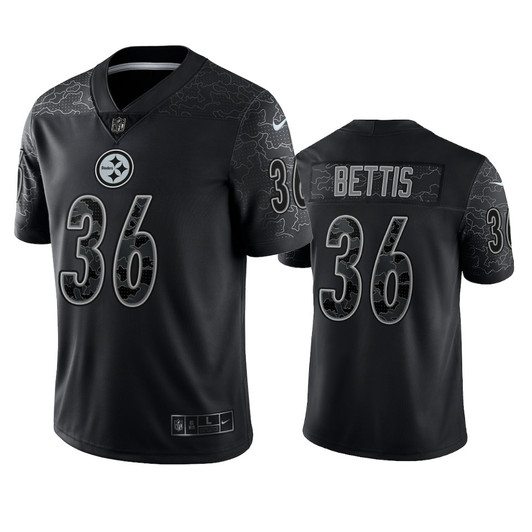 [FULLY STITCHED] Pittsburgh Steelers Jerome Bettis Reflective Black Limited Football Jersey 