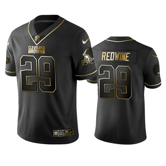 [FULLY STITCHED] Cleveland Browns Sheldrick Redwine Black Golden Edition Limited Football Jersey 