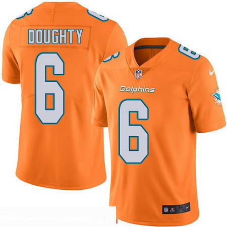 [FULLY STITCHED] #6 Miami Dolphins Brandon Doughty Orange 2016 Color Rush Limited Football Jersey 