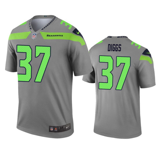 [FULLY STITCHED] Seattle Seahawks Quandre Diggs Gray Inverted Style 2 Limited Football Jersey 