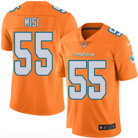 [FULLY STITCHED] #55 Miami Dolphins Koa Misi Orange 2016 Color Rush Limited Football Jersey 
